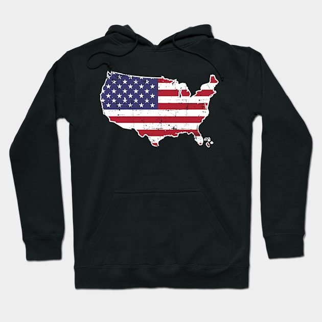 Flag Merica 4th of July Shirt Patriotic Map of America Hoodie by teeleoshirts